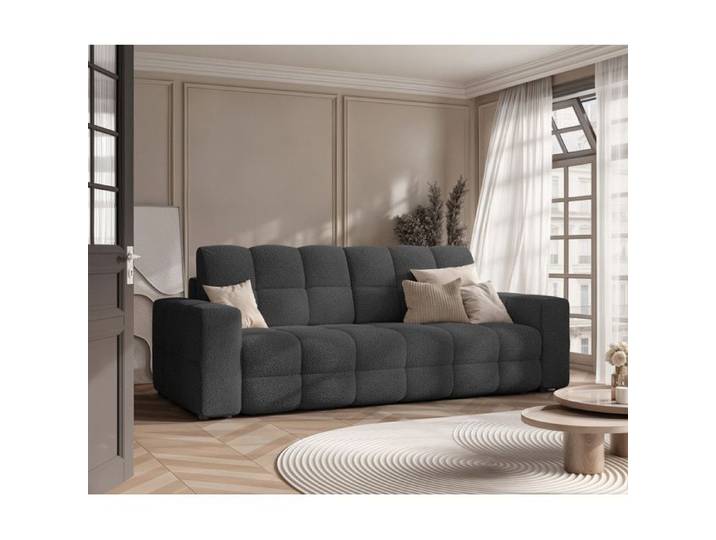 Canape Convertible MOLLY - 3 places - Coffre de rangement - Tissu doux au toucher - Anthracite
