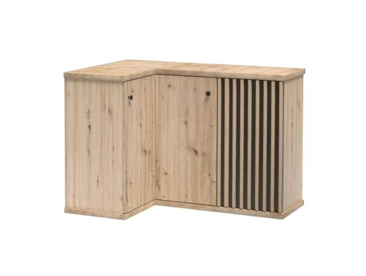 Lomadox Wohnzimmer Eckkommode Kommode Sideboard Eiche mit schwarz