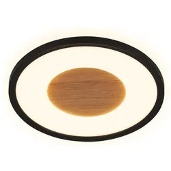 Briloner, Deckenleuchte, LED Deckenleuchte, Schwarz matt, inkl. Holzedecor, LED/18W (2400 lm)