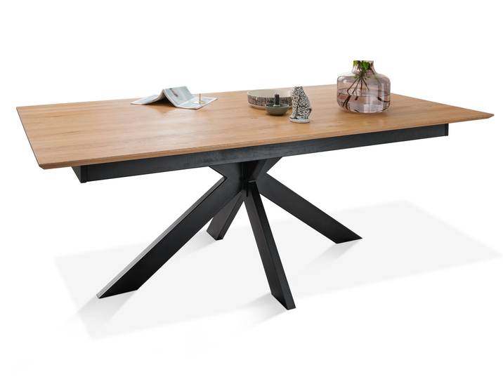 TAMIRO Esstisch ausziehbar, Material Massivholz / Metall
