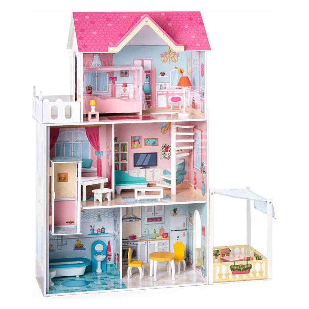 Woody Rosa Puppenhaus mit Aufzug "Malibu" (91333)