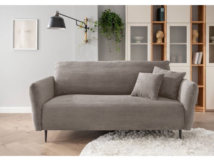3-Sitzer HOME AFFAIRE Vanilla, Breite 231cm, verstellbare Armlehnen, bequem, bodenfrei , braun (grau, braun), B:255cm H:94cm T:102cm, 93% Polyester, 7% Polyamid, Sofas, 3-Sitzer, bodenfrei, bequem und zeitlos