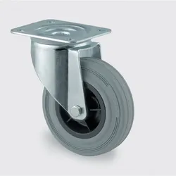 Transportrolle TENTE, drehbar, 125 mm, grauer Gummi