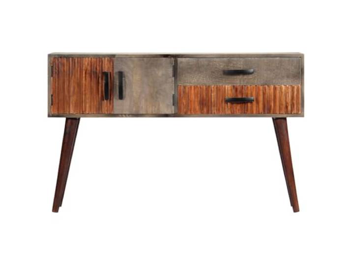 MNCVXAXG Konsolentisch, grau, 120 x 35 x 75 cm, aus massivem 2 Türen, 2 Schubladen, massives Mangoholz, robuste Tischplatte, robuste Beine, glänzend lackiert, Gerät