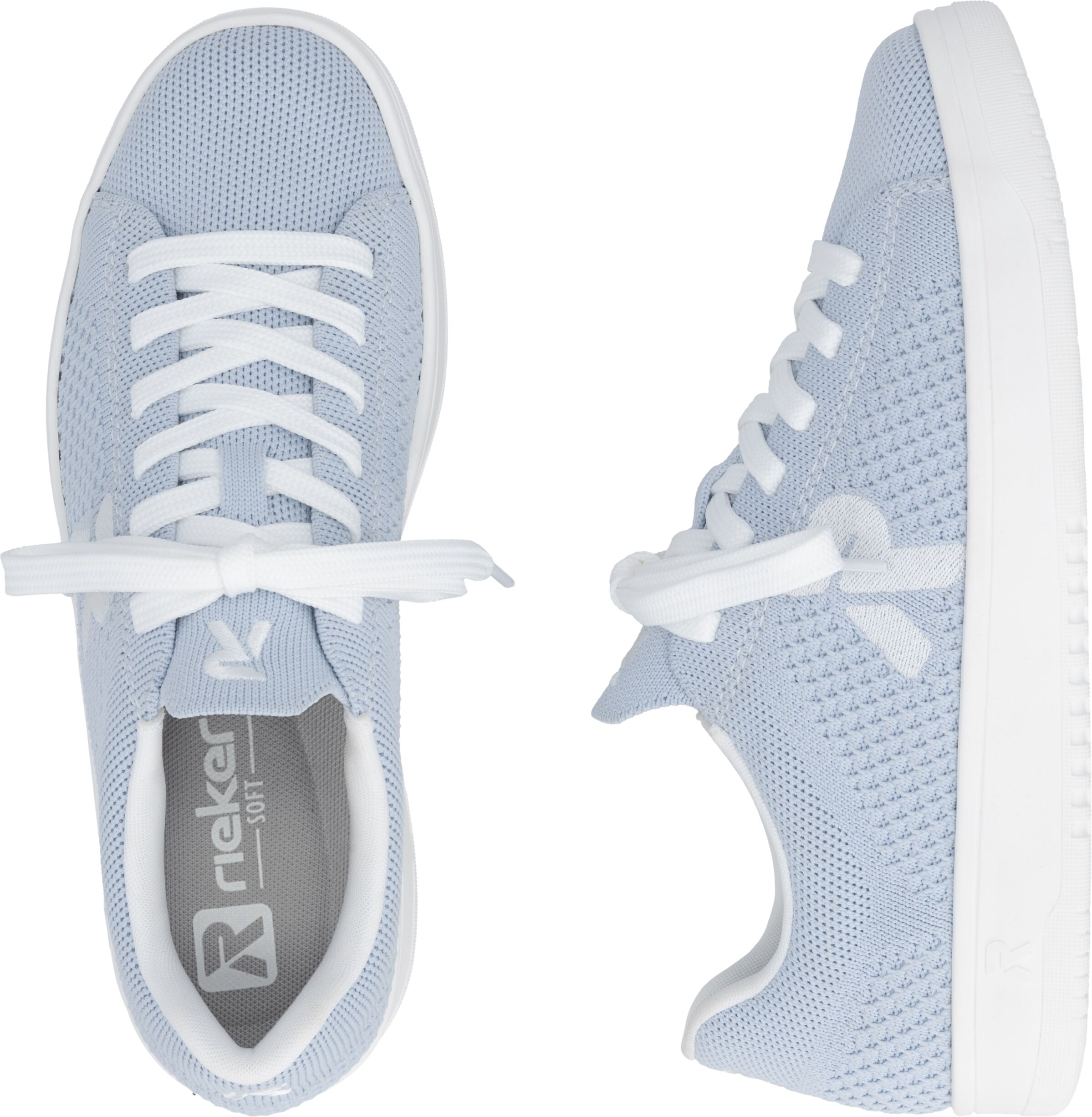 Plateausneaker RIEKER SPORT, Damen, Gr. 41, blau (hellblau), Textil, unifarben, Schuhe Plateausneaker, Slip-on Sneaker, Halbschuh, Freizeitsneaker mit aufgesetzter Schnürung hellblau 41