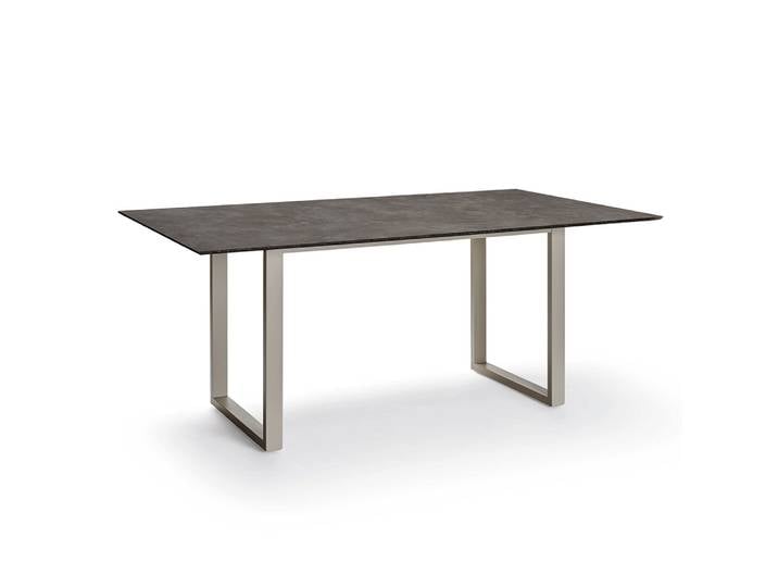 Stern Kufentisch 160x90 cm Aluminium greige mit Tischplatte