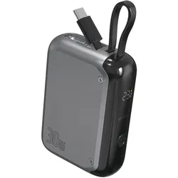 4smarts Powerbank Pocket mit integriertem USB-C Kabel (10000 mAh, 30W), spacegrau