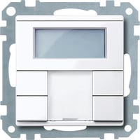 Taster 2-fach mit Raumtemperaturregler für System M, mit Display und Busankopplung weiß (glänzend), Retail