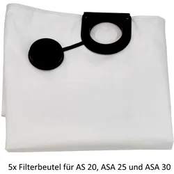 Metabo Vlies-Filterbeutel - 5 Stk - 20/30L - für AS 20/ASA 25/ASA 30 - 635424000