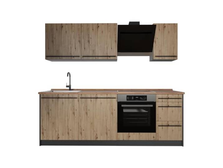 Vicco Küchenzeile R-Line , Artisan-Eiche/Anthrazit 220 cm AP Eiche, zur individuellen Erweiterung mit kompatiblen Modulen