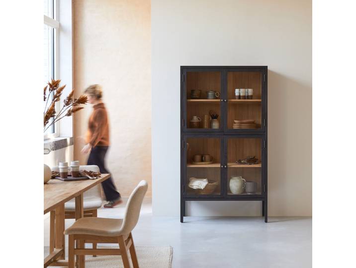 Geschirrschrank aus massivem Eschenholz - Schwarz - Ash