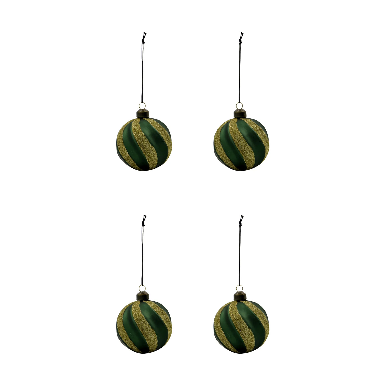 House Doctor Swirl kerstballen 4-pack Groen-goud