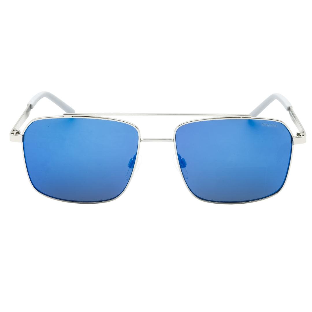 Nike Traveler Strike Sonnenbrille Mit Blauen Verspiegelten Gläsern, Silberfarben