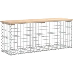 DELUKE® Gartenbank Gabionen BIKS aus Stahl 103x31,5x42cm Kiefernholz Natur Gabionenbank Gartentisch aus Gabionen Steinkorb Gabionengitter