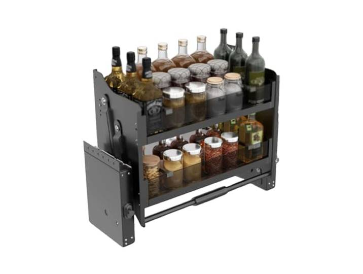 PFDHK Pull-Down-Wandschrank-Aufbewahrungs-Organizer, 2-stufiges Pull-Down-Schrankregal, 30 Kg Tragkraft, Vorratskorb, Platzsparend, For Küchenbar Und Restaurant(600mm cabinet)