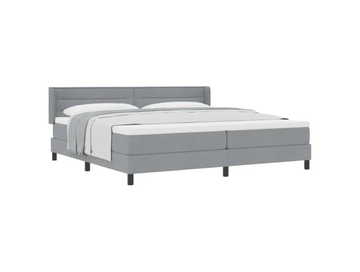KKgypkn Boxspringbett mit Kopfteil hellgrau 200x200 cm Stoff – Modernes Design mit verstellbarem Kopfteil und Taschenfedermatratze