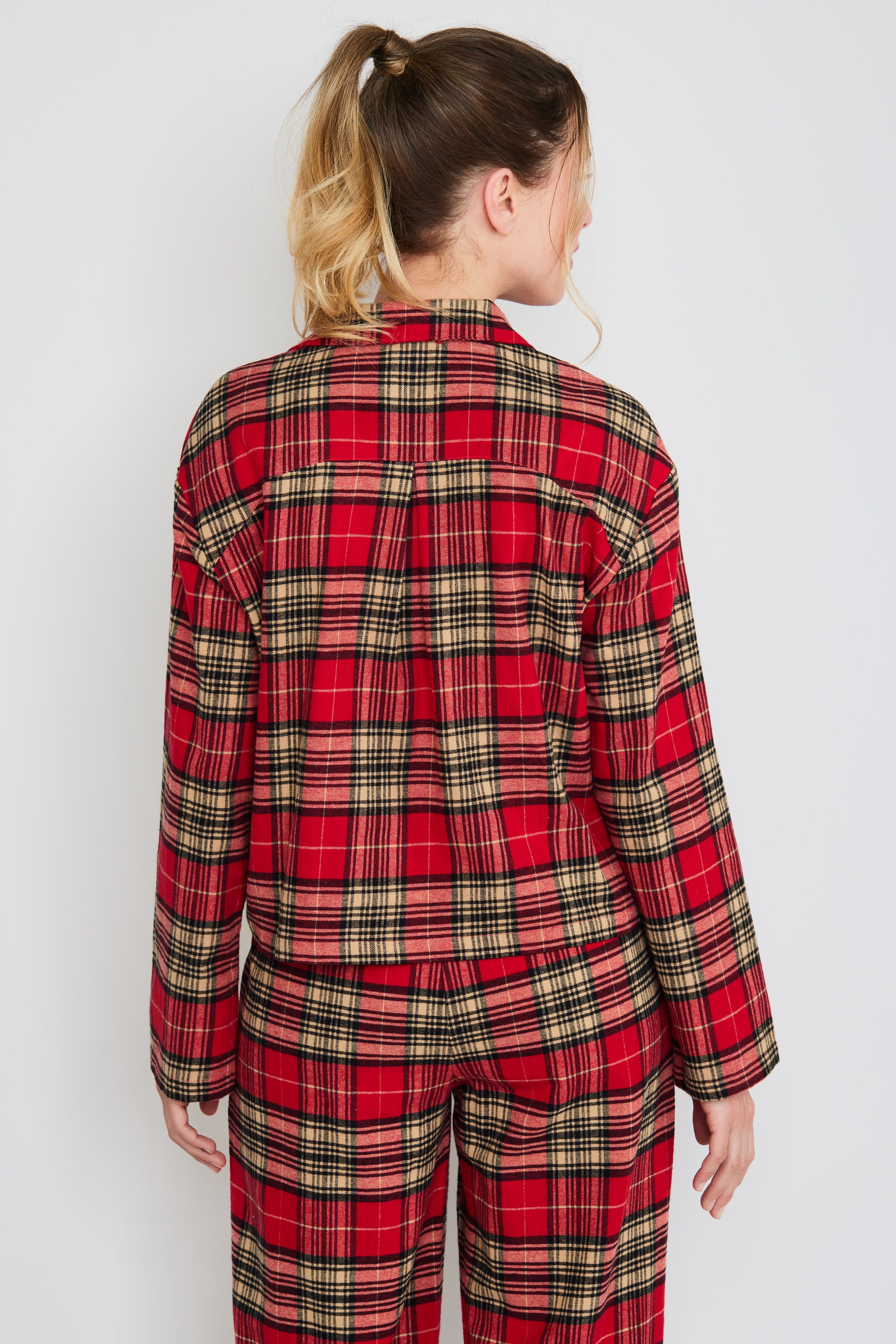 Joop! Jeans Pyjamaoberteil JOOP JEANS "After Dark (JOOP Jeans)", Damen, Gr. XXL, rot (knalliges rot), Fleece, Obermaterial: 95% Baumwolle, 5% Elasthan, bequem hüftlang, ohne Ausschnitt, Shirts Pyjamaoberteil, Karo-Design, Knöpfe, Langarm, Fleece-Qualität 
