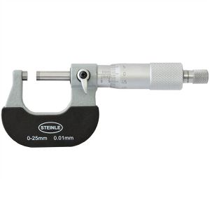 STEINLE Bügelmessschraube 21300025, DIN 863, analog, 0,01mm Auflösung, in mm, Messbereich 0 - 25 mm