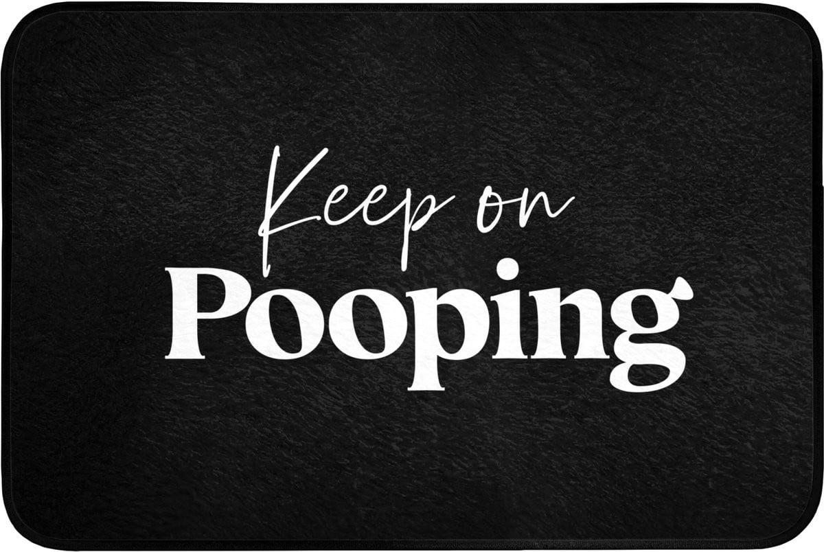 Zwarte badmat met quote Keep on pooping - Antislip badkamermat - 90 x 60 cm