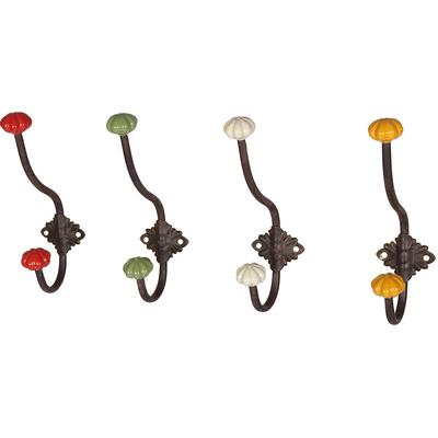 Garderobenhaken AMBIENTE HAUS "Haken mit Keramik - gelb 23cm", gelb (antikbraun, gelb), B:5cm H:23cm T:8cm, Eisen, Garderobenhalter, Garderobenhaken