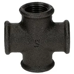 Temperguss Fitting schwarz Kreuzstück 90° 1/2"