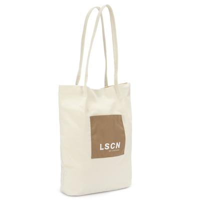 Shopper LSCN BY LASCANA "Schultertasche, Strandtasche, Tragetasche", Damen, Gr. B/H/T: 30cm x 41cm x 12cm, beige (beige, taupe), Textil, unifarben, Taschen Shopper, mit modischer Eingriffstasche & aus weichem Textil VEGAN