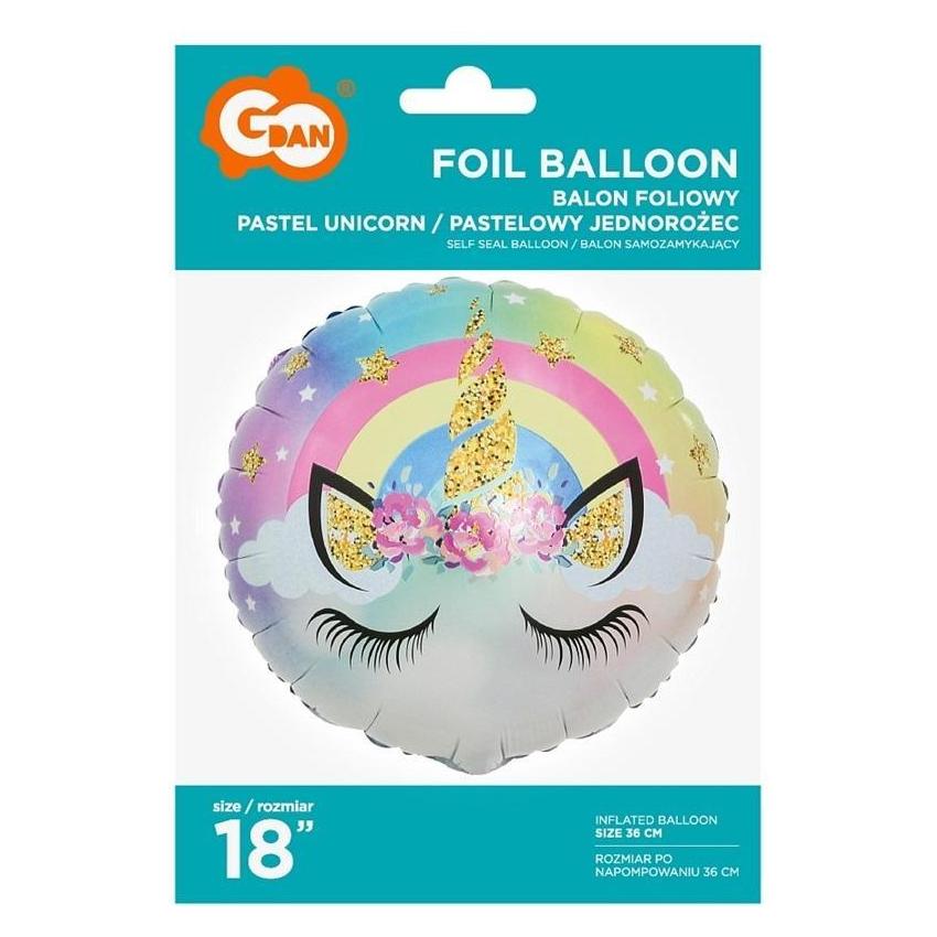 GoDan Pastellfarbener Einhorn-Folienballon 45 cm (1x) (40958967)