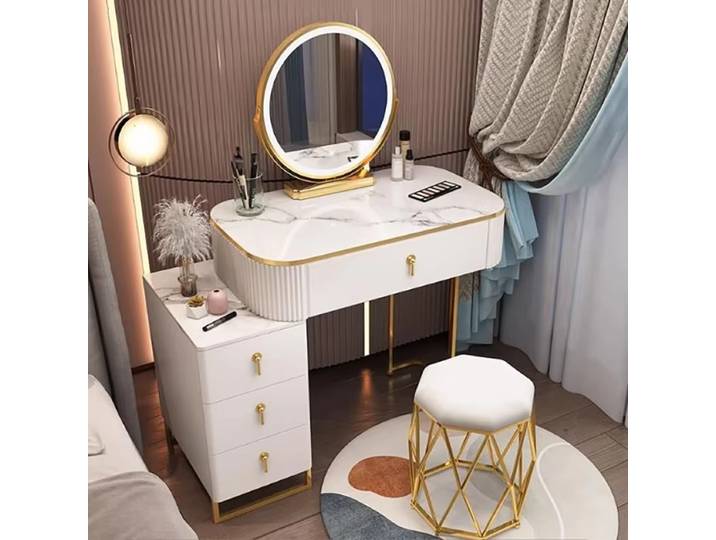 Classique élégant vanité Table tiroir rangement luxe nordique vanité Table moderne somptueuse Meuble Coiffeuse Chambre meubles