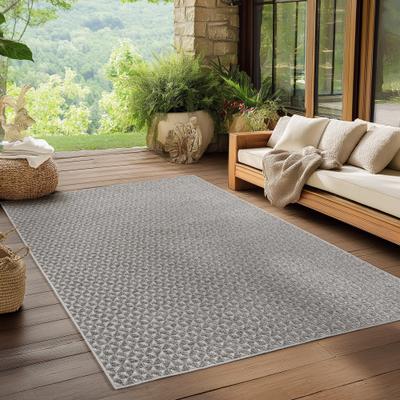 Outdoorteppich AYYILDIZ TEPPICHE "IBIZA 1903", grau, B:200cm H:5mm L:290cm, Polypropylen, Teppiche, Outdoorteppich, In und Outdoor, Läufer, Wohnzimmer, Küche, Flur oder Wintergarten