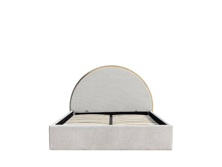 Lit coffre en tissu avec rangements intégrés 140x190cm - beige