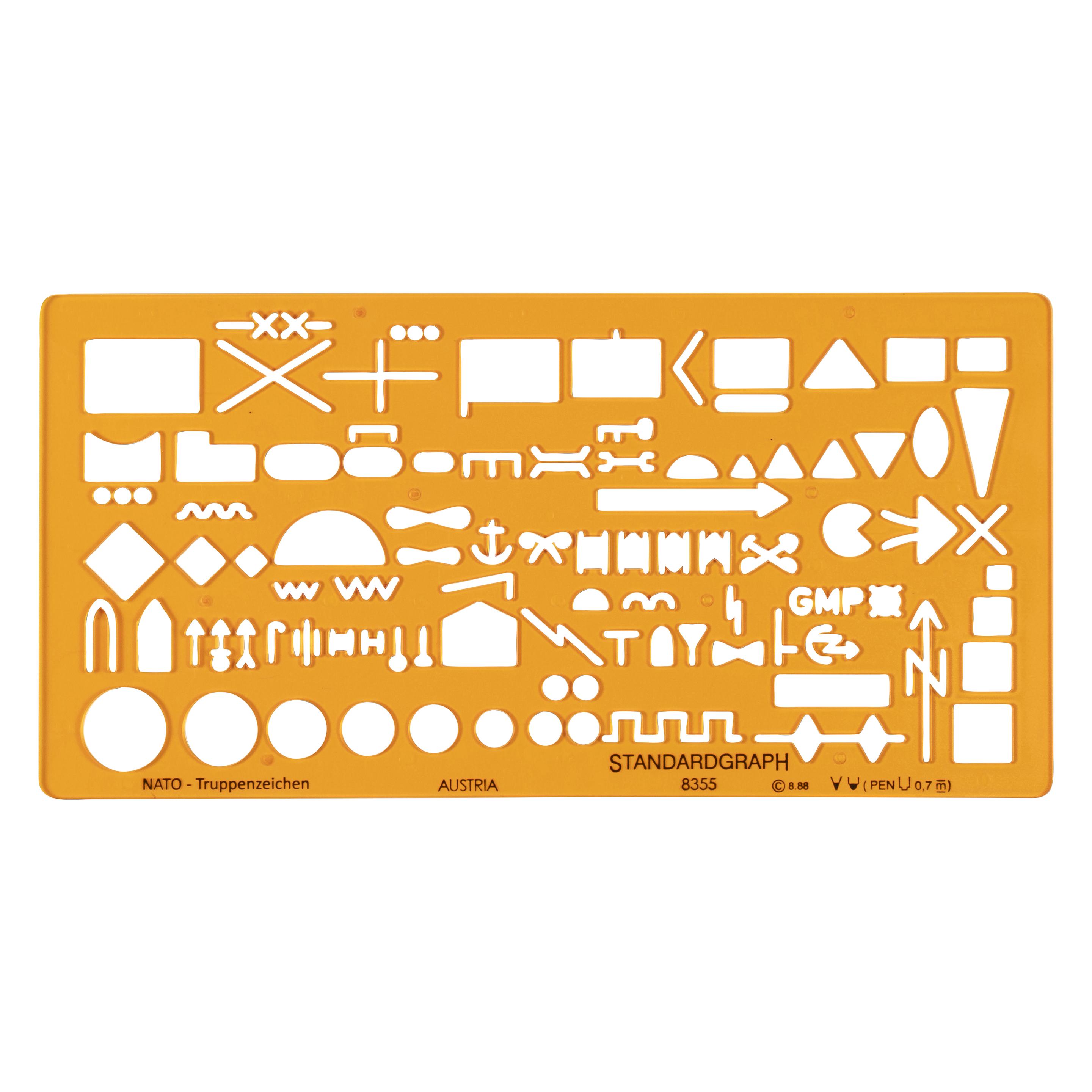 Standardgraph Zeichenschablone Nato-Truppenzeichenschablone (20 cm, Kunststoff) (8355-SG)