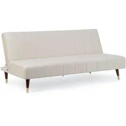 Schlafsofa Alma aus Samt, modernes Design, beige, komfortabel für 2–3 Personen
