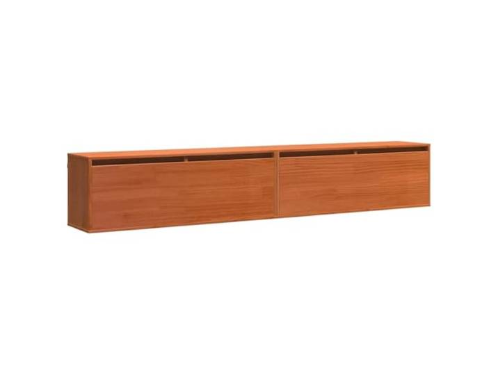 Wandschrank mit Ablage Wachsbraun Kiefer massiv Wandmontage, Klappentüren, mehrere Regale und Fächer, Büro und Wohnzimmer, trockenes Tuch