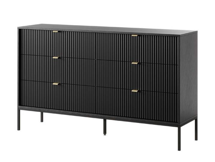 Compleo Kommode mit sechs Schubladen, Kommode mit Gold Griffe, Breite: 154 cm
