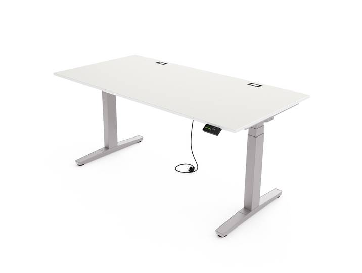 Elektrisch höhenverstellbarer Schreibtisch 160x80 cm, Weiß/Grau - Yaasa Desk Expert