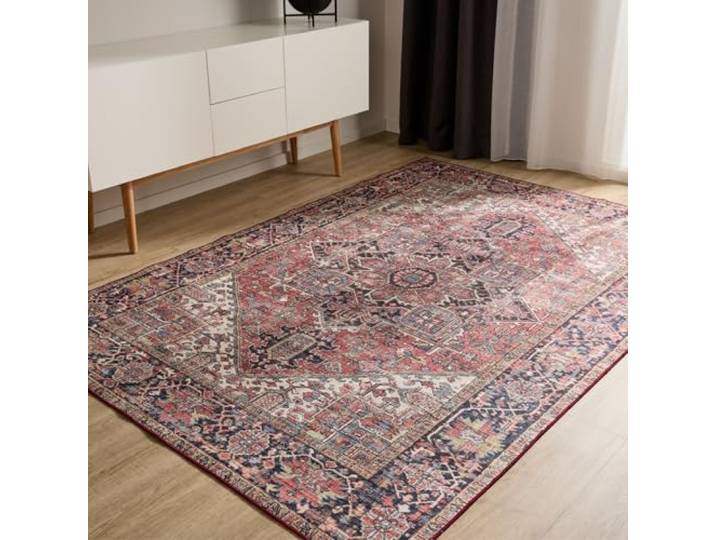 benuta Basic Waschbarer Teppich George - Multicolor/Beige 80x150 cm - Kunstfaser - Rechteckig & im Style: Vintage, Elegant, Retro - Pflegeleicht für Wohnzimmer Schlafzimmer