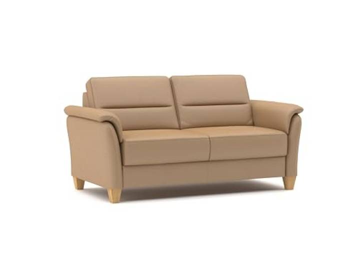 CAVADORE Leder 3er-Sofa Palera / Landhaus-Couch mit Federkern + massiven Holzfüßen / 179 x 89 x 89 / Leder Beige