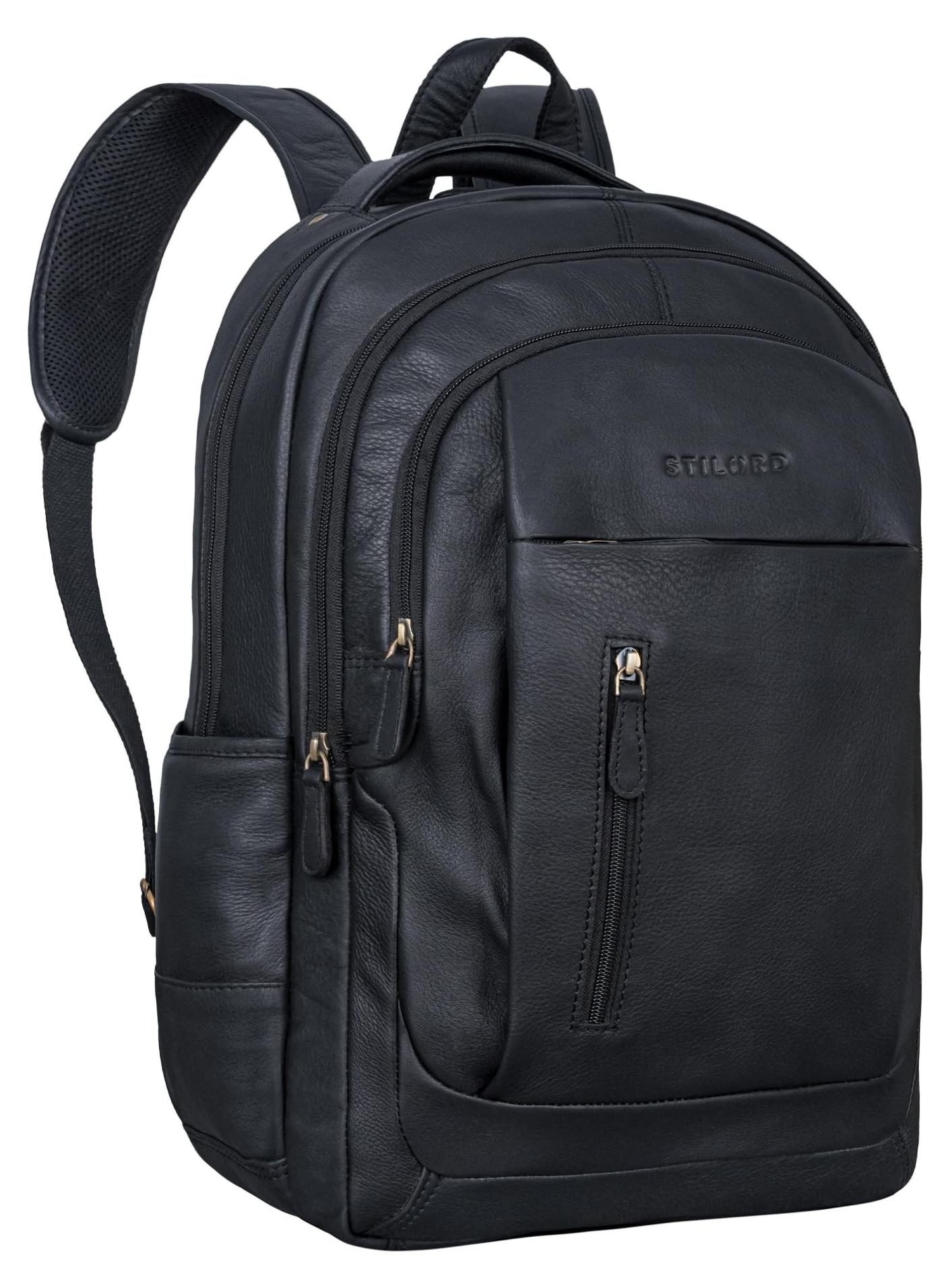 Premium Leder Laptop Rucksack bis 17,3 Zoll