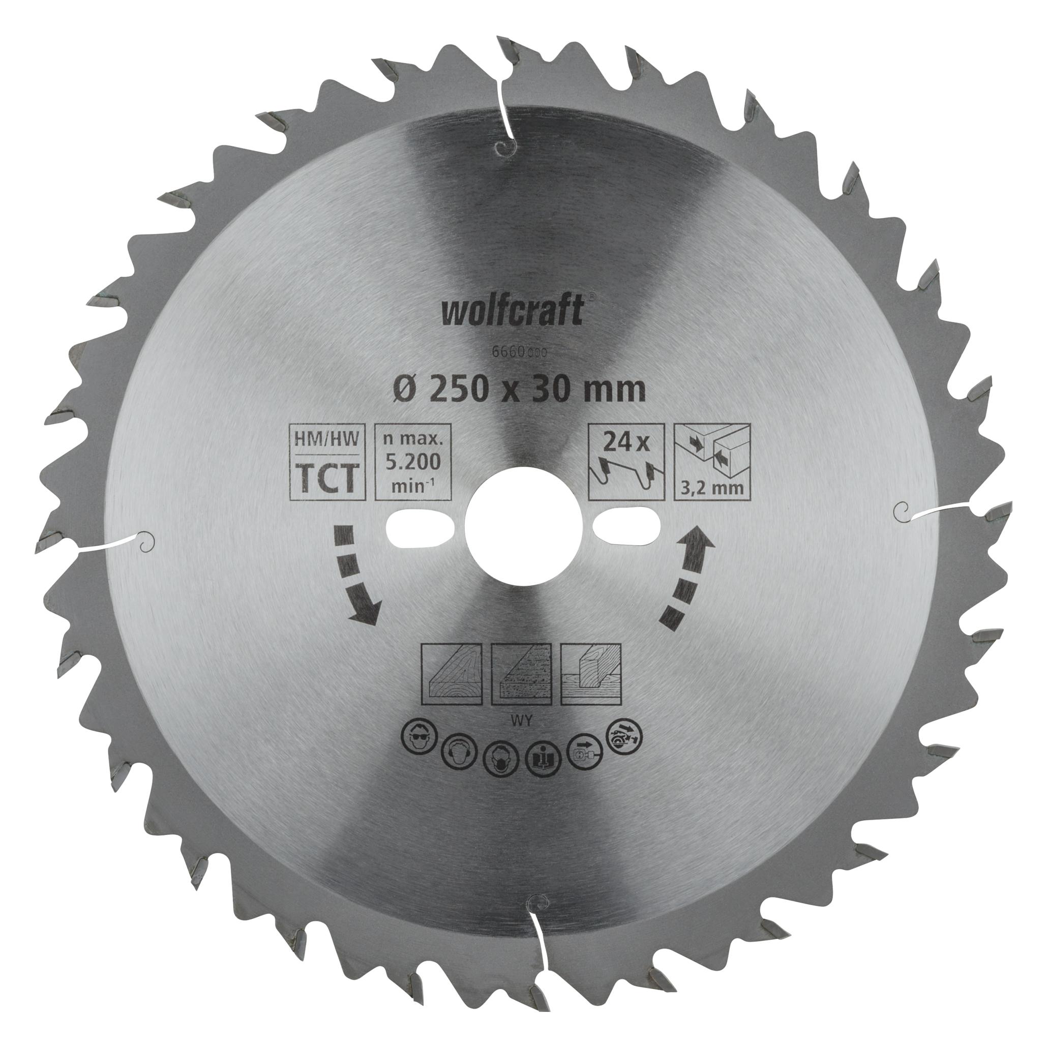 wolfcraft 1 Tisch-Kreissägebl. HM, 24 Zähne ø250mm (6660000)
