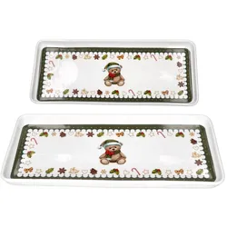 Friend 2x Weihnachts-Kuchenplatte rechteckig Porzellan 35x15,5 cm