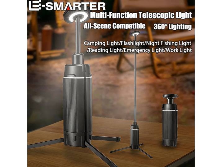 Lanterne de camping portable télescopique aste par USB, lampe de travail LED, 2000lm, barbecue extérieur, tente de pêche, lampe de secours avec trépied