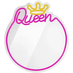 Forever Light, Spiegel, Neon MIRROR LED QUEEN warmweiss rosa FMNE04 (1.80 x 36 cm)