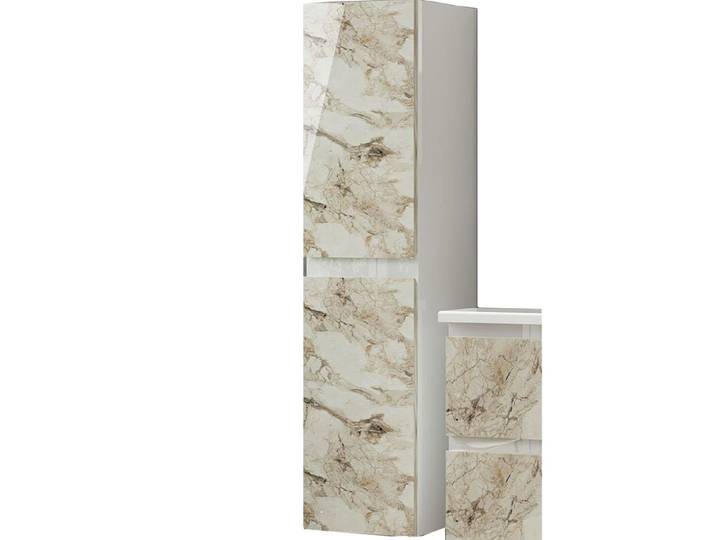 Homeline Hängeschrank Hängeschrank hochschrank Weiß / Beige Badezimmerschrank Wandschrank (Bad Möbel, Badezimmer, Hängeschrank) Marmoroptik