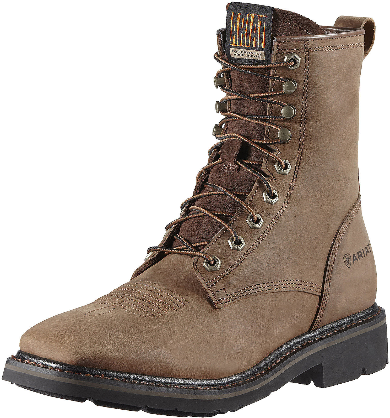 Men's Cascade 8 Wide Square Toe Work Boots in Alamo Brown D / Medium by Ariat