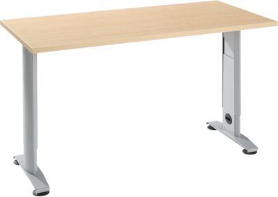 Home Office Tisch Login, C-Fuß, B 1300 x T 650 mm, Ahorn/weißalu