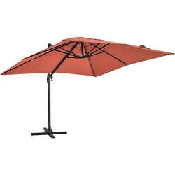 Oviala Business Hoher quadratischer Sonnenschirm aus Aluminium 3 m hoher Terrakotta