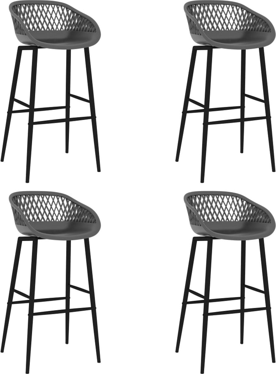 vidaXL Set van 4 Barstoelen - Grijs