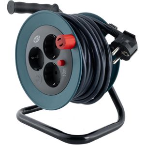 REV-Ritter Kabeltrommel Mini schwarz, für innen, 3x Schutzkontaktsteckdosen, Kabeltyp H05VV 1,5 mm², 10 m
