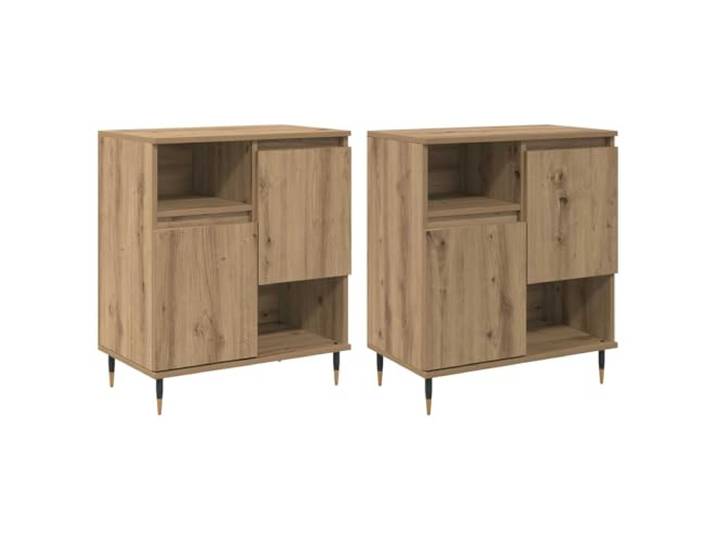 TEKGHUT Sideboards 2 STK. Artisan-Eiche Holzwerkstoff Freistehend, Wohnzimmer Esszimmer, Scharniertüren, Metallbeine, Holzwerkstoff Rückseite, modern