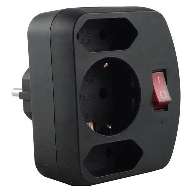 REV 3-fach Adapter mit Schalter (3x, CEE 7/3, CEE 7/4) (00135171)